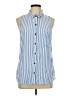 SO 100% Rayon Stripes Blue Sleeveless Button-Down Shirt Size L - photo 1