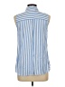SO 100% Rayon Stripes Blue Sleeveless Button-Down Shirt Size L - photo 2