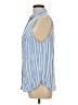 SO 100% Rayon Stripes Blue Sleeveless Button-Down Shirt Size L - photo 5