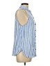SO 100% Rayon Stripes Blue Sleeveless Button-Down Shirt Size L - photo 4