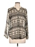 About A Girl 100% Polyester Print Gray Long Sleeve Blouse Size L - photo 1