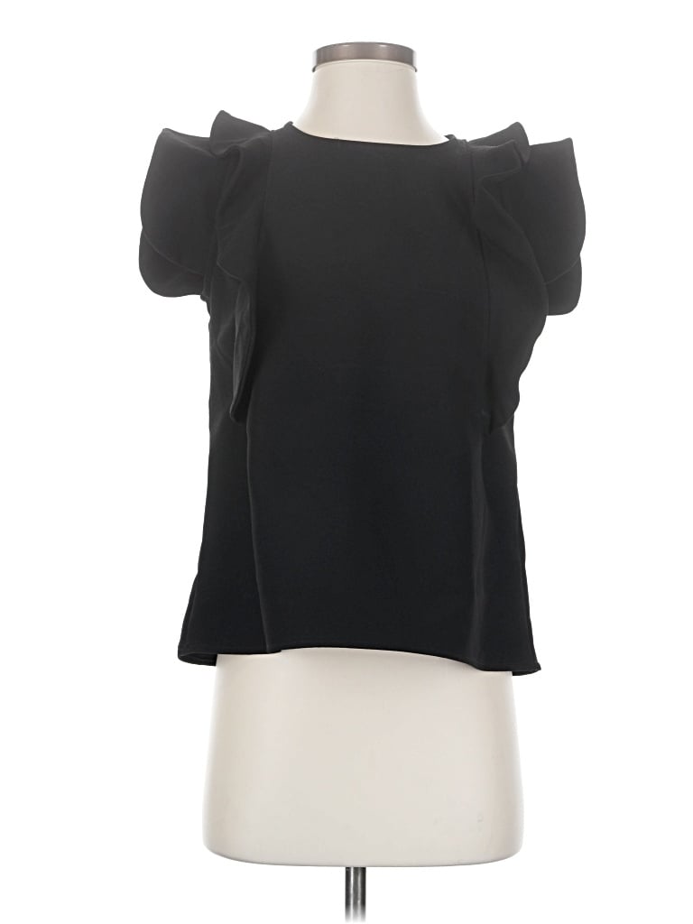 Pre-owned Never A Wallflower Short Sleeve Blouse In Black