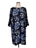 Sandra Darren Print Blue Casual Dress Size 1X - photo 1
