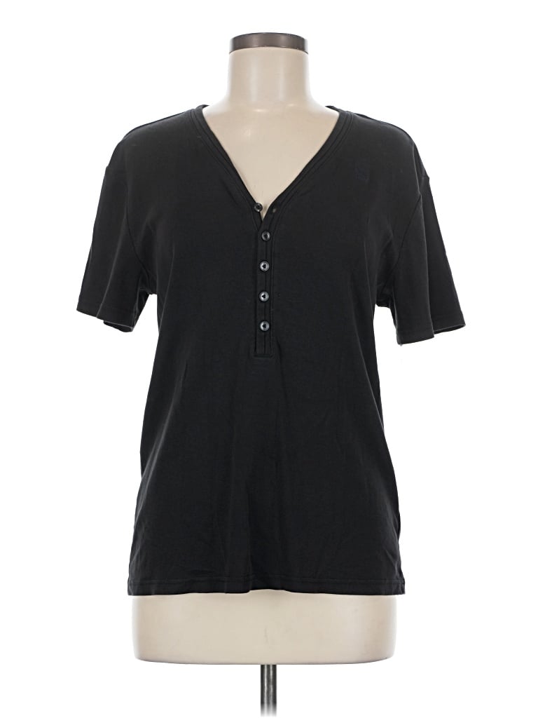 Pre-owned G-star Raw Short Sleeve Henley Shirt In Black