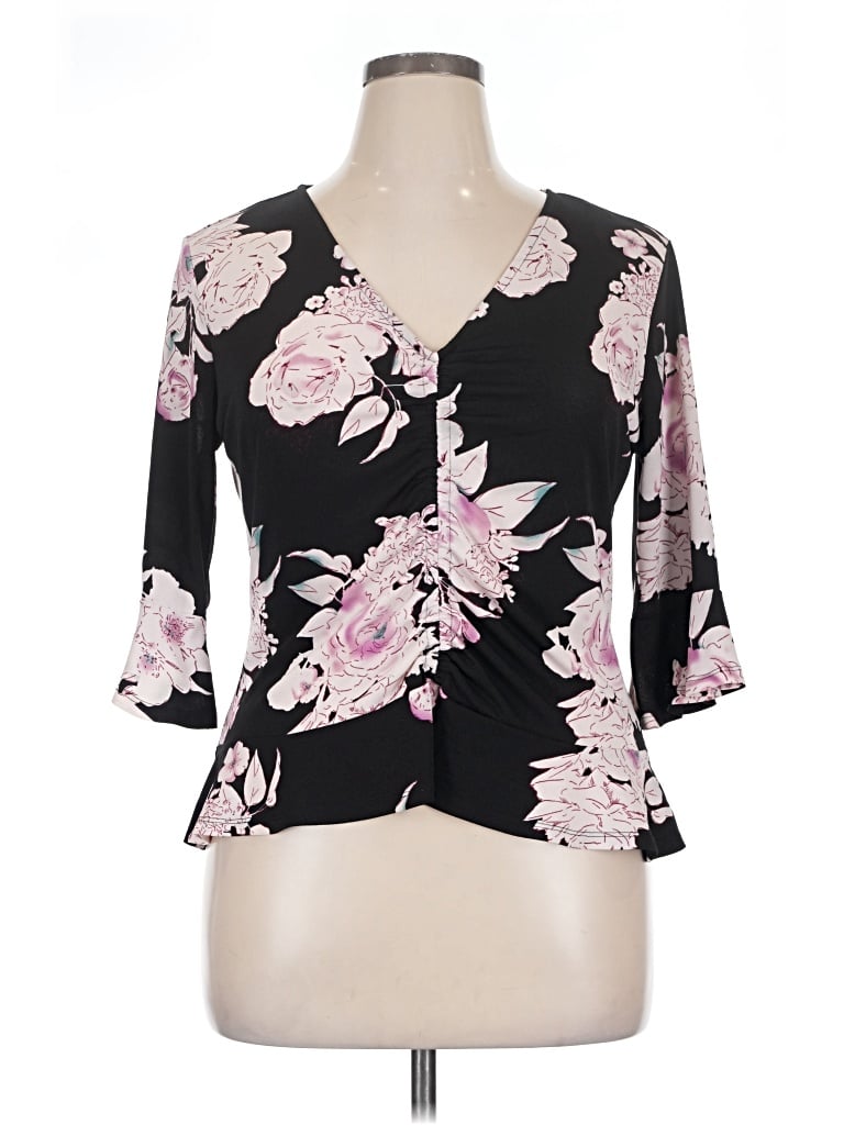 Pre-owned Candies Candie's 3/4 Sleeve Blouse In Black