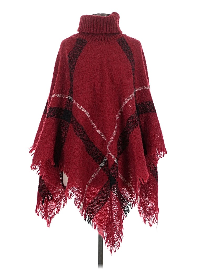 Pre-owned Unbranded Poncho In Burgundy