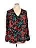 Torrid 100% Polyester Floral Green Long Sleeve Blouse Size 1X Plus (1) - photo 1