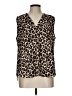 Vince Camuto 100% Polyester Animal Print Brown Sleeveless Blouse Size L - photo 1
