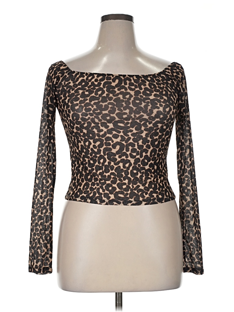Pre-owned Wild Fable Long Sleeve Top Brown Boatneck Tops