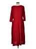 Perceptions Solid Red Casual Dress Size L - photo 2