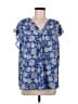 Vince Camuto 100% Polyester Blue Short Sleeve Blouse Size L - photo 1