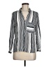 Tennis Stripes Silver Long Sleeve Blouse Size M - photo 1