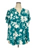 Torrid 100% Polyester Tropical Teal Short Sleeve Blouse Size 3X Plus (3) - photo 1