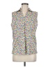 Basic Editions Floral Yellow Sleeveless Button-Down Shirt Size M - photo 1