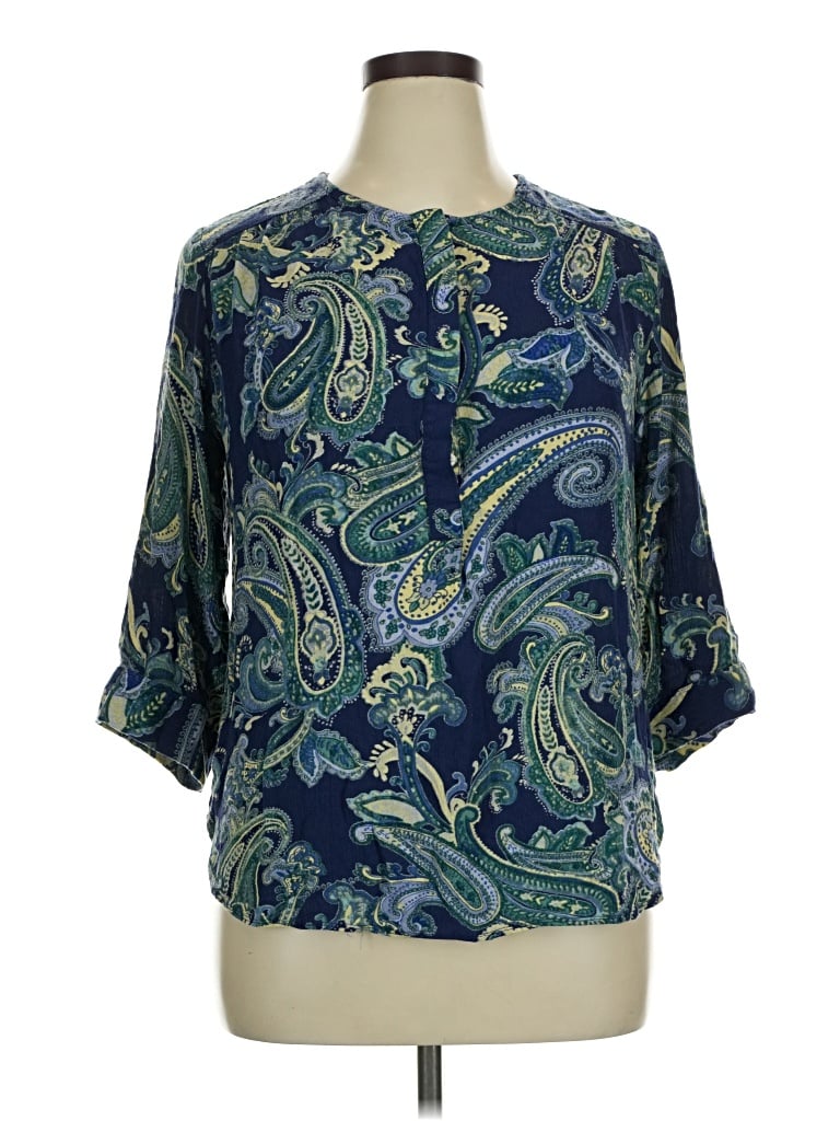 Pre-owned Nine West 3/4 Sleeve Blouse In Blue