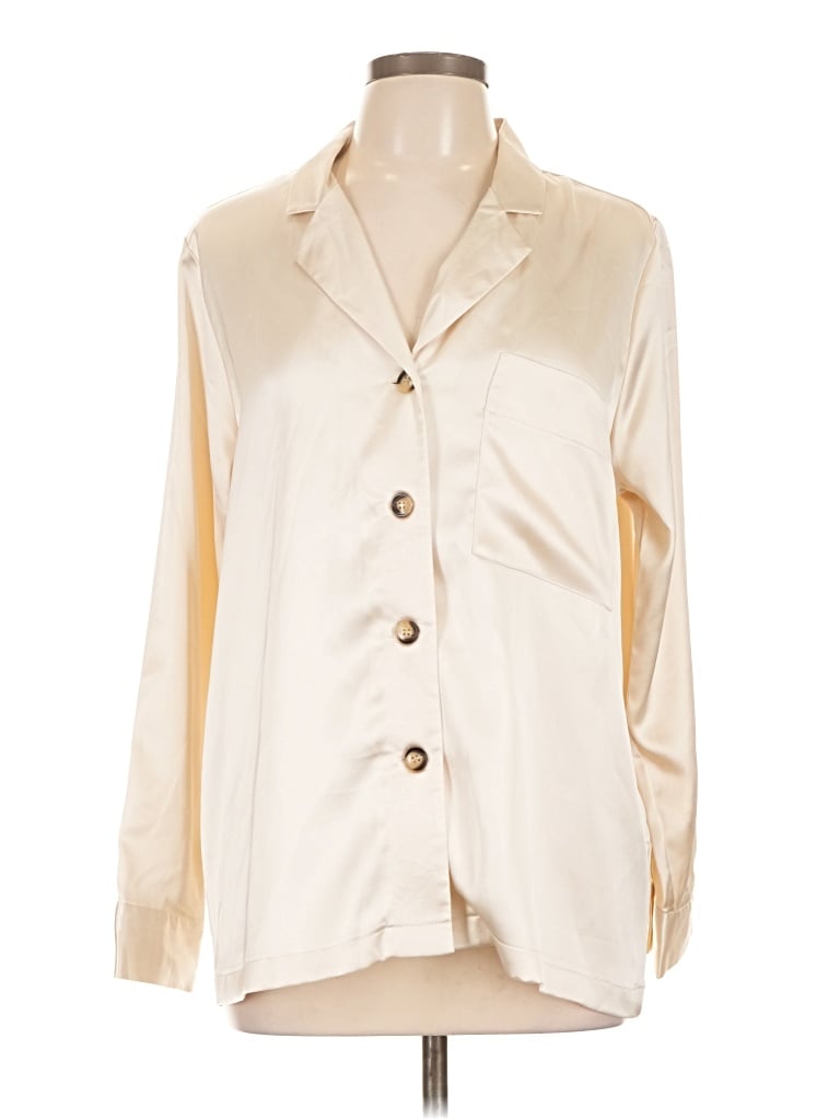 Pre-owned Topshop Long Sleeve Blouse In Ivory