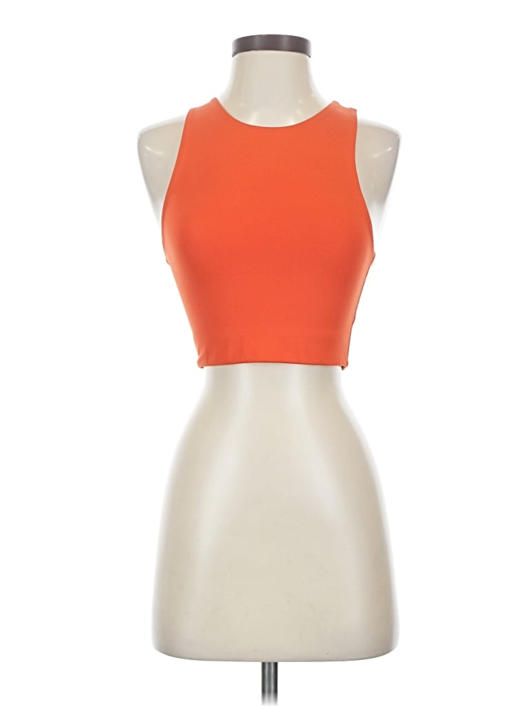 Pre-owned Girlfriend Collective Tank Top Orange Halter Neckline Tops