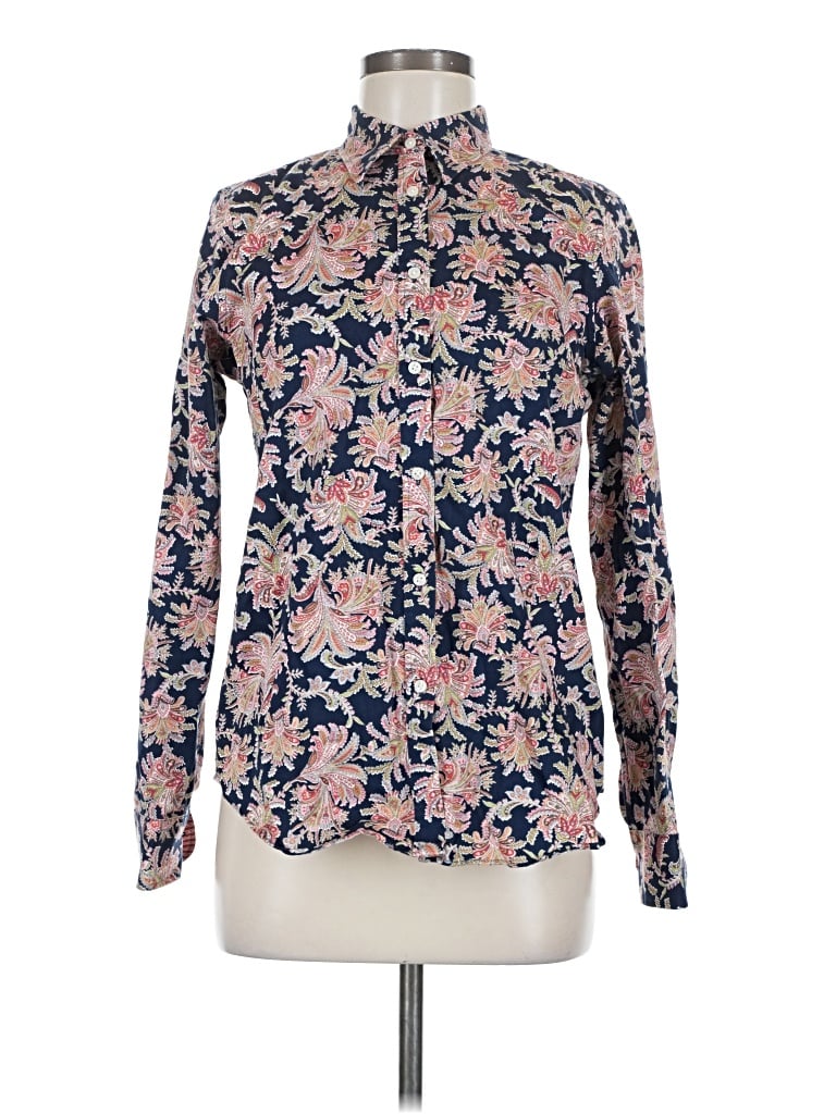 Pre-owned Chaps Long Sleeve Blouse In Blue