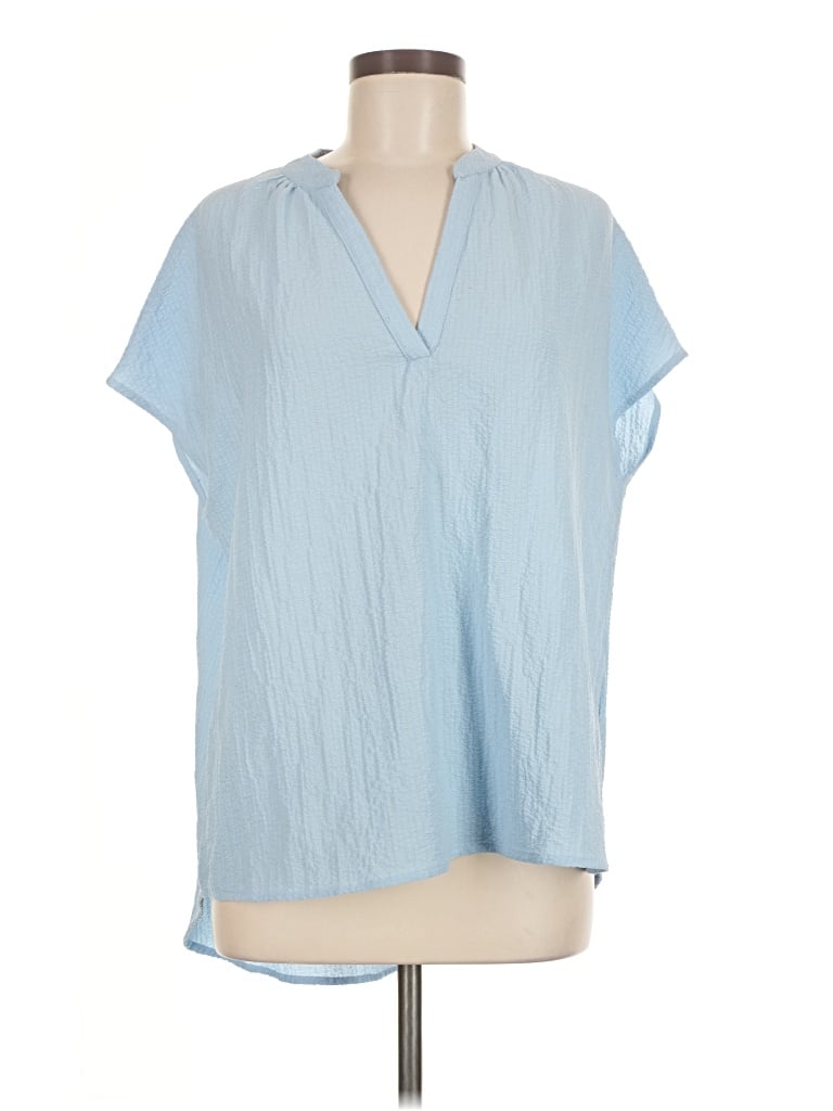 Pre-owned Shein Short Sleeve Blouse In Blue