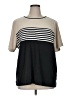 Erika Stripes Tan Black Short Sleeve T-Shirt Size 1X - photo 1