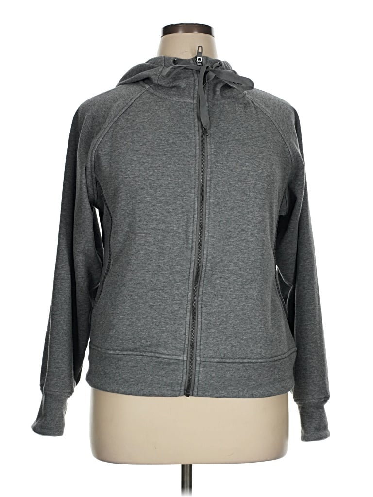 Pre-owned Jockey Zip Up Hoodie In Gray