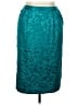 Unbranded 100% Silk Damask Floral Jacquard Teal Silk Skirt Size 14 - photo 1