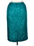 Unbranded 100% Silk Damask Floral Jacquard Teal Silk Skirt Size 14 - photo 2