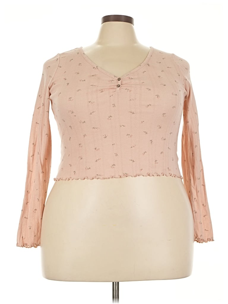 Pre-owned Wild Fable Long Sleeve Henley Shirt In Pink