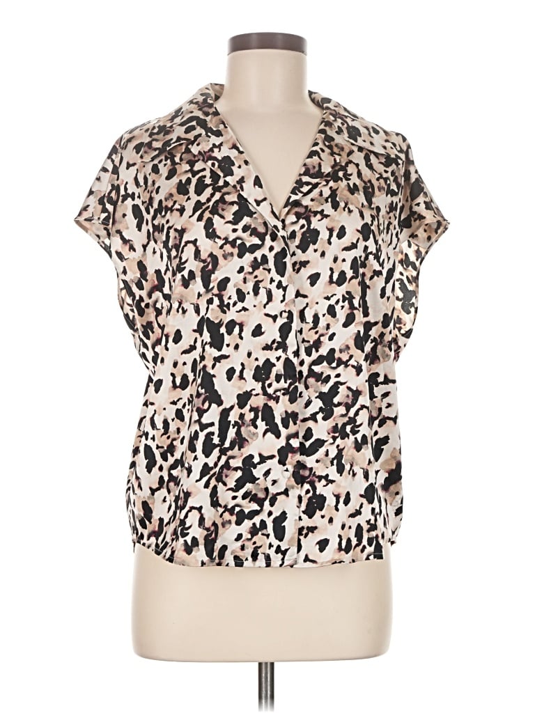 Pre-owned Banana Republic Factory Store Short Sleeve Blouse In Tan