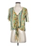 Fire Los Angeles 100% Polyester Green Short Sleeve Blouse Size XS - photo 1