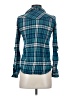 Vanity Plaid Teal Long Sleeve Button-Down Shirt Size S - photo 2