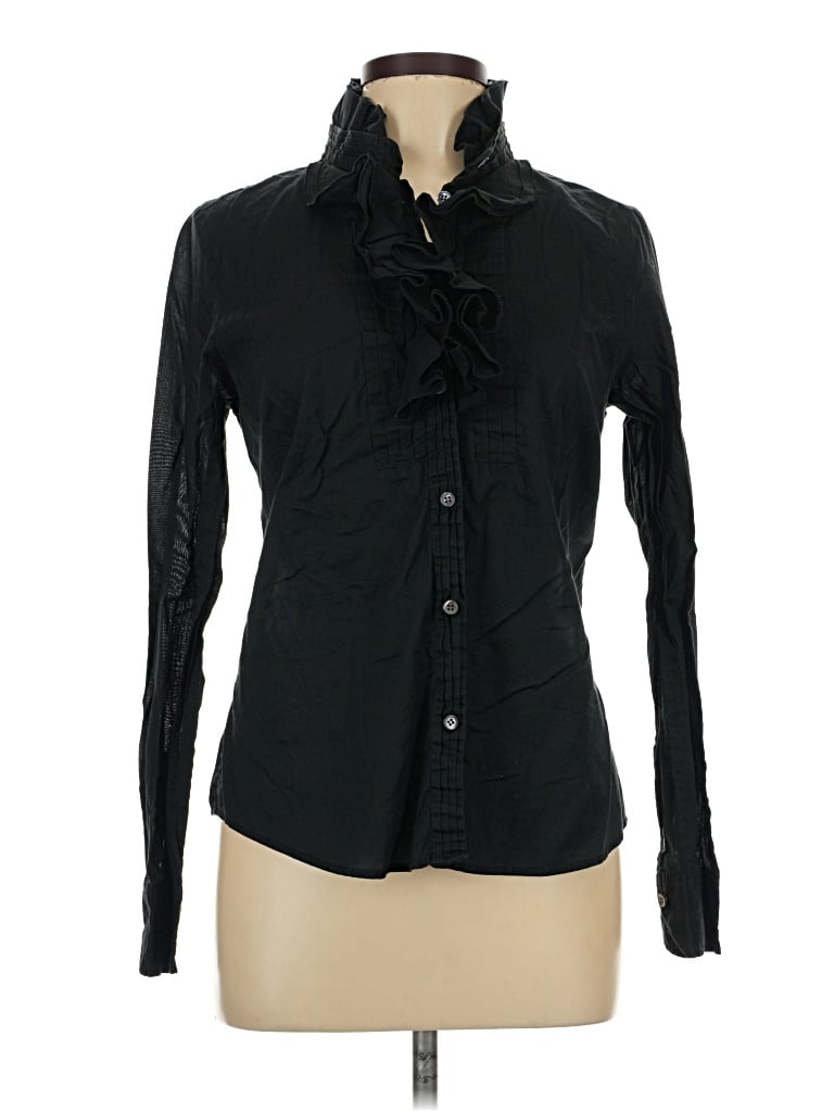 Pre-owned Jcrew Long Sleeve Polo Shirt In Black