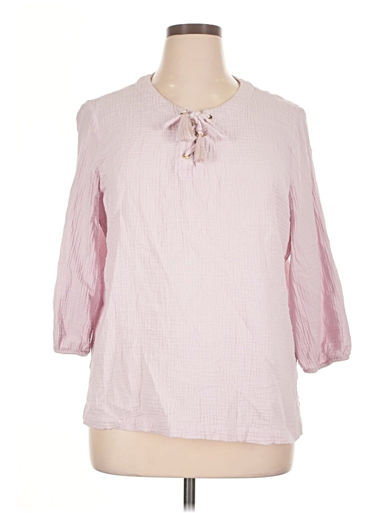 Pre-owned Jm Collection 3/4 Sleeve Blouse In Pink