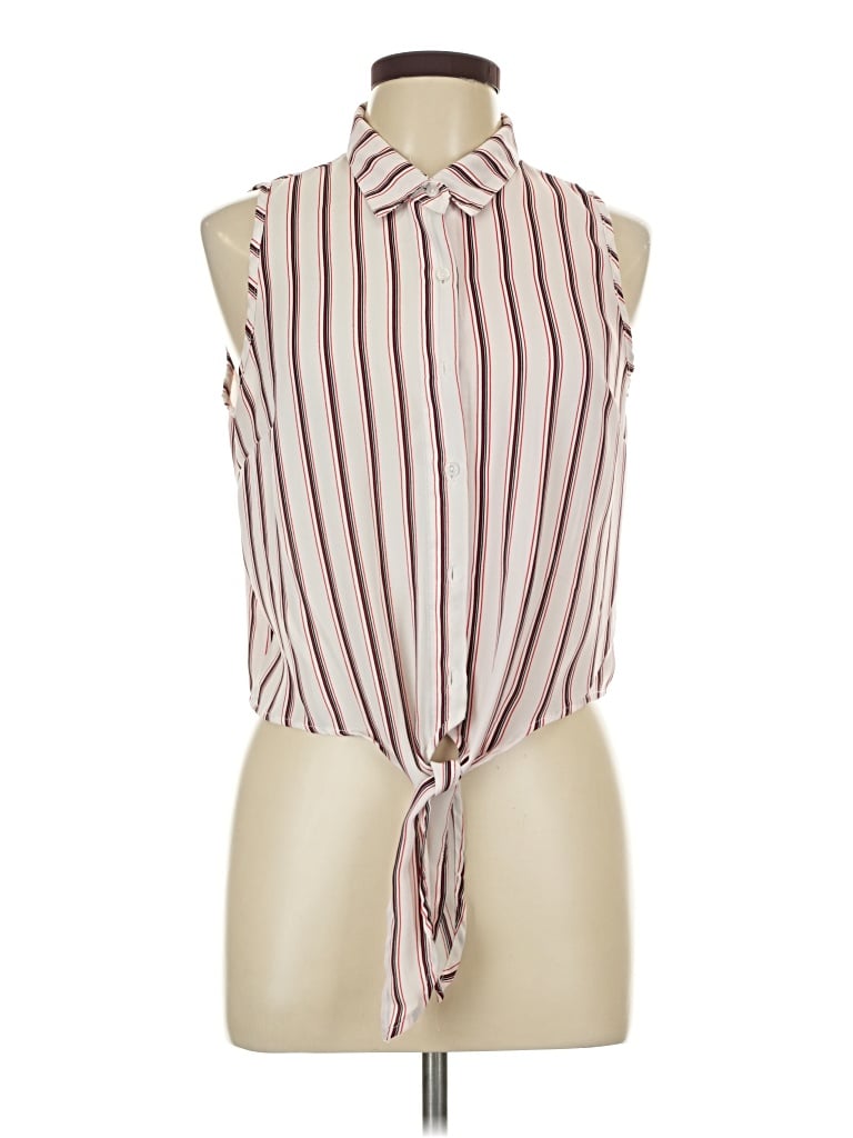Pre-owned Ambiance Sleeveless Blouse In Burgundy