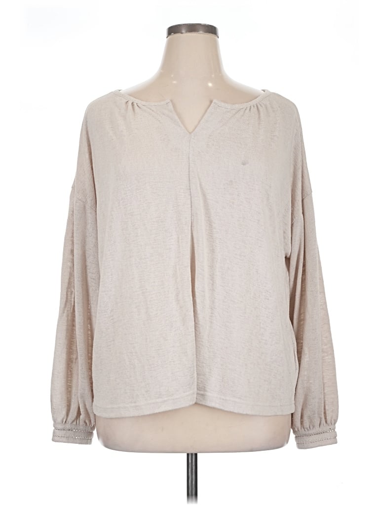 Pre-owned Old Navy Long Sleeve Blouse In Tan