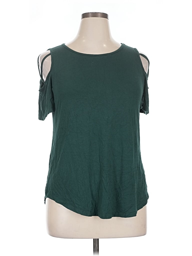 Pre-owned Xhilaration Short Sleeve Top Green Cold Shoulder Neckline Tops