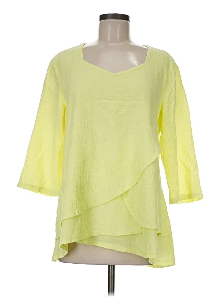 Pre-owned Lulu-b 3/4 Sleeve Blouse In Yellow