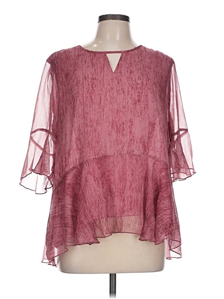 Pre-owned Entro 3/4 Sleeve Blouse In Burgundy