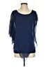 Baci 100% Silk Solid Blue Short Sleeve Silk Top Size S - photo 1