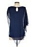 Baci 100% Silk Solid Blue Short Sleeve Silk Top Size S - photo 2