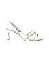 Schutz 100% Leather White Silver Sandals Size 7 1/2 - photo 1