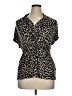 Perry Ellis Animal Print Brown Short Sleeve Blouse Size XL - photo 1