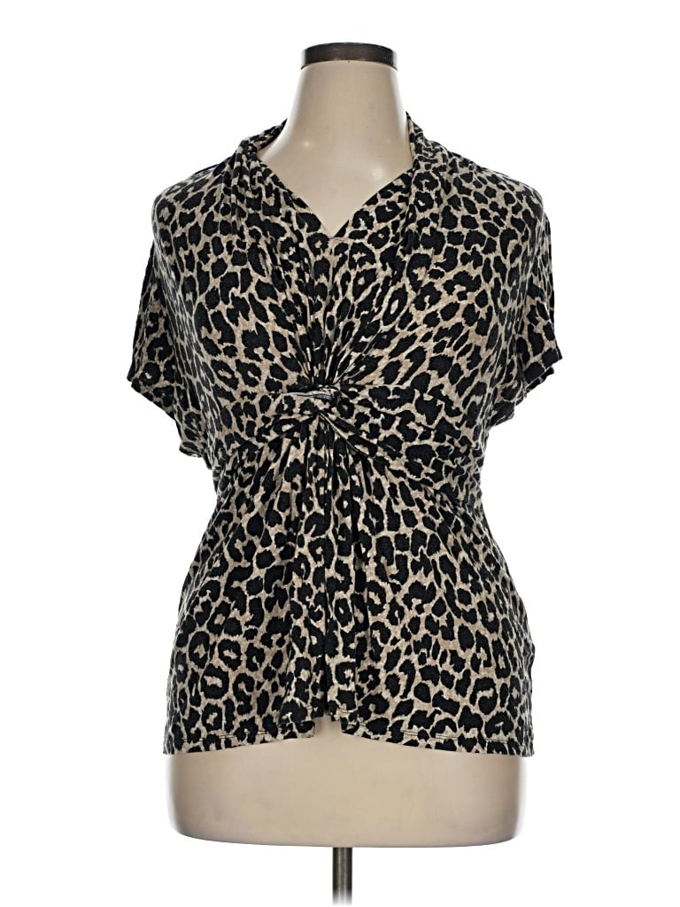 Pre-owned Perry Ellis Short Sleeve Blouse In Brown