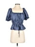 NSR 100% Polyester Blue Short Sleeve Blouse Size XS - photo 1
