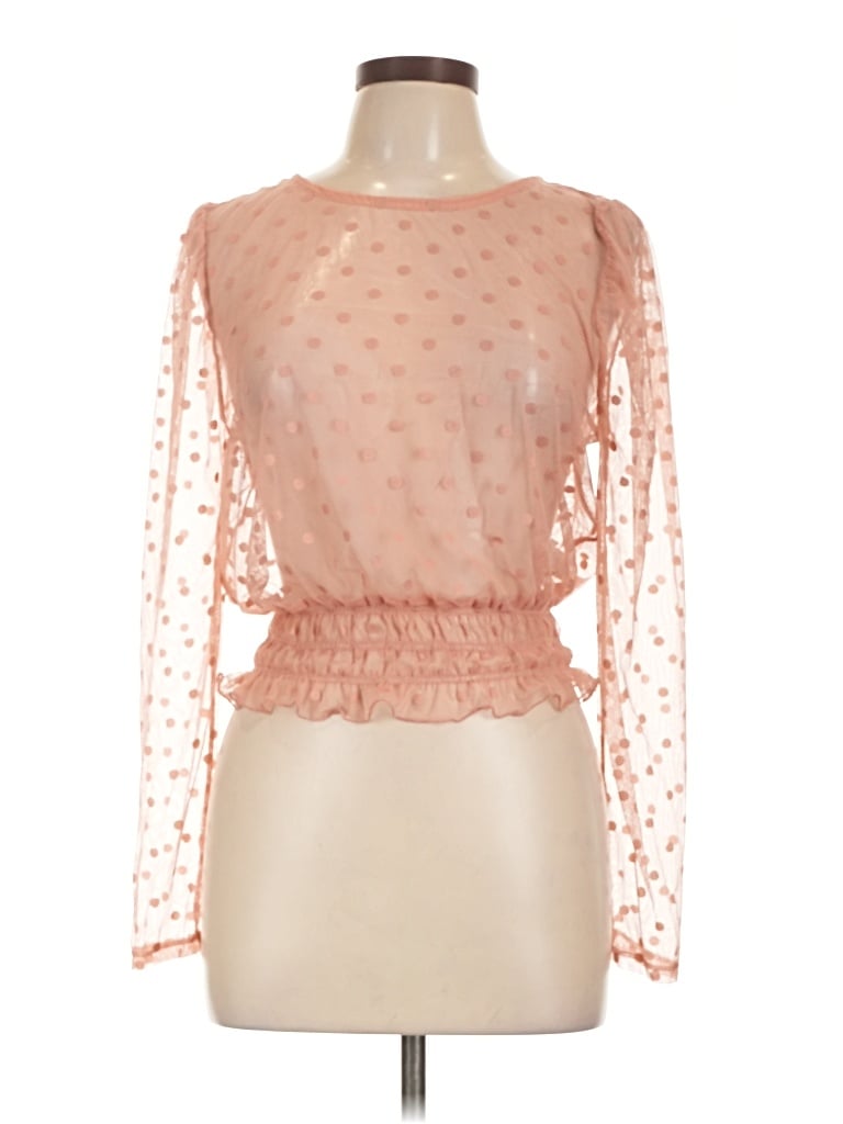 Pre-owned Ambiance Long Sleeve Blouse In Pink