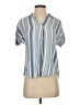 Thread & Supply 100% Rayon Stripes Blue Short Sleeve Blouse Size S - photo 1