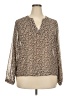 A New Day 100% Polyester Animal Print Brown Long Sleeve Blouse Size XXL - photo 1