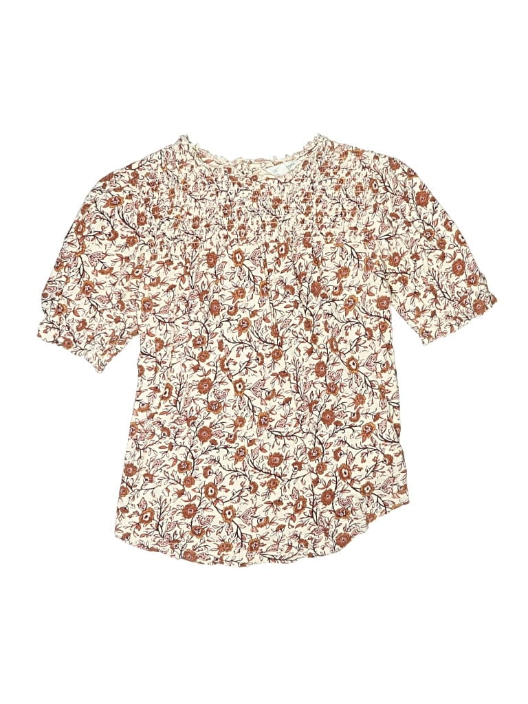 Pre-owned Lucky Brand Kids' Short Sleeve Blouse In Ivory