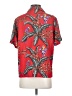 Paradise Found 100% Rayon Tropical Red Short Sleeve Blouse Size S - photo 2