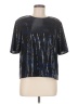 Diane von Furstenberg 100% Polyester Metallic Silver Short Sleeve Top One size - photo 1